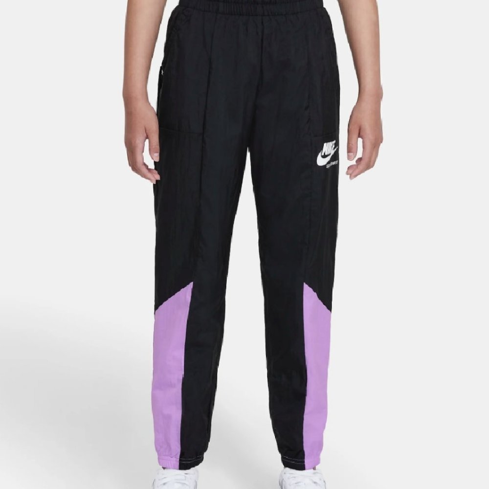 Nike Sportswear Heritage Girls Medium Woven Track Pants Black Purple